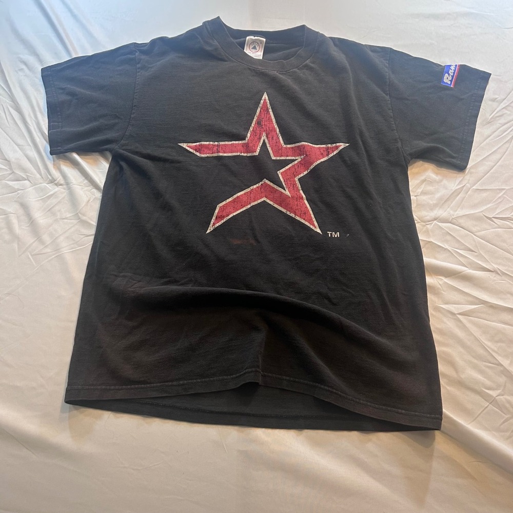 Vintage 2000 Houston Astros T-Shirt Delta Pro Weight Black Star Logo Mens M